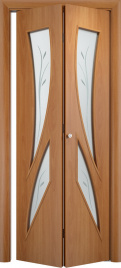 Межкомнатная дверь Тип С-02 Остекление "Сатинато" c фьюзингом Миланский орех