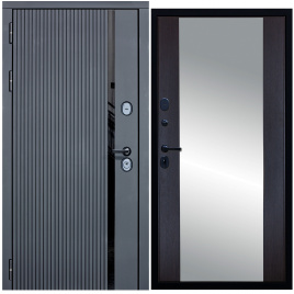 Дверь металлическая МХ-46 Зеркало (Антрацит софт - Д15 Венге)