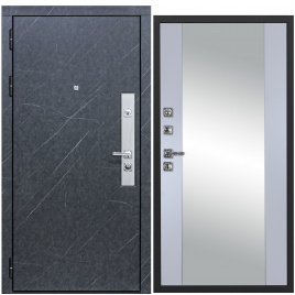 Дверь металлическая МХ-26 зеркало (Гранит лава оникс - Д15 Силк маус)