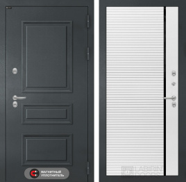 Входная дверь Атлантик 22 - Белый софт, черная вставка