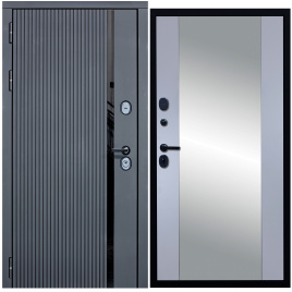Дверь металлическая МХ-46 Зеркало (Антрацит софт - Д15 Силк маус)
