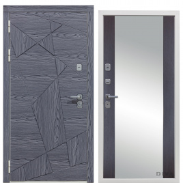 Дверь металлическая Дива-97/3 Зеркало (Дуб Графит - Д15 Венге) фурнитура хром