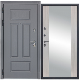 Дверь металлическая МХ-29 Зеркало (Ясень графит - Д15 Сандал белый)
