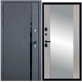 Дверь металлическая МХ-46 Зеркало (Антрацит софт - Д15 Сандал белый)