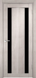 Межкомнатная дверь Y-6 Стекло "Лакобель черное" тон Белая лиственница