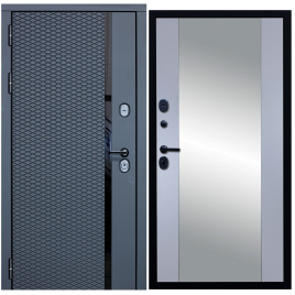 Дверь металлическая зеркало МХ-47 (Антрацит софт - Д15 Силк маус)