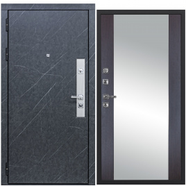 Дверь металлическая МХ-26 зеркало (Гранит лава оникс - Д15 Венге)