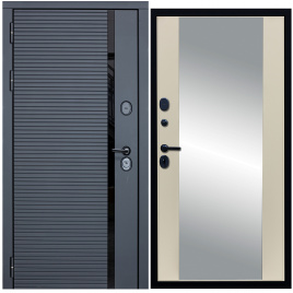 Дверь металлическая МХ-45 Зеркало (Антрацит софт - Д15 Софт шампань)