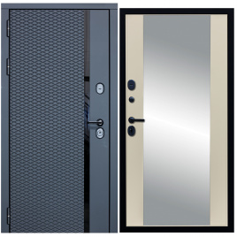 Дверь металлическая зеркало МХ-47 (Антрацит софт - Д15 Софт шампань)
