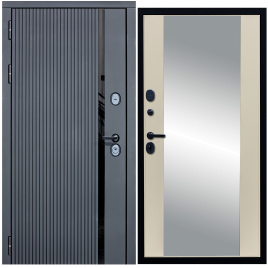 Дверь металлическая МХ-46 Зеркало (Антрацит софт - Д15 Софт шампань)