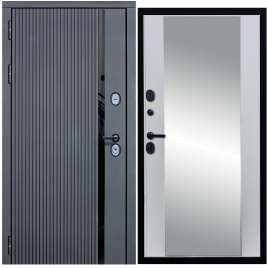 Дверь металлическая МХ-46 Зеркало (Антрацит софт - Д15 Белый софт)