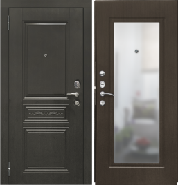 Дверь металлическая SD Prof-10 Троя-Зеркало Темный орех