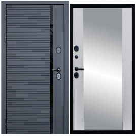 Дверь металлическая МХ-45 Зеркало (Антрацит софт - Д15 Белый софт)