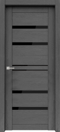 Межкомнатная дверь Велюкс 1 Ясень грей Стекло "Лакобель черное"