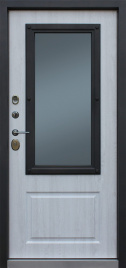 Стальная дверь «Аляска с окном и лазерной резкой» с терморазрывом