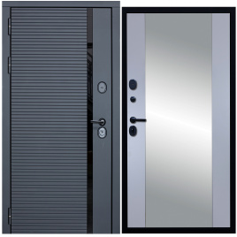 Дверь металлическая МХ-45 Зеркало (Антрацит софт - Д15 Силк Маус)