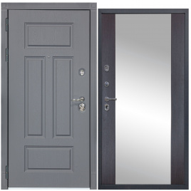 Дверь металлическая МХ-29 Зеркало (Ясень графит - Д15 Венге)
