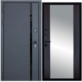Дверь металлическая МХ-45 Зеркало (Антрацит софт - Д15 Венге)