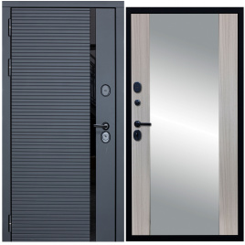 Дверь металлическая МХ-45 Зеркало (Антрацит софт - Д15 Сандал белый)