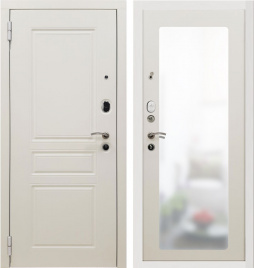 Дверь металлическая SD Prof-10 Троя белая большое зеркало Белый