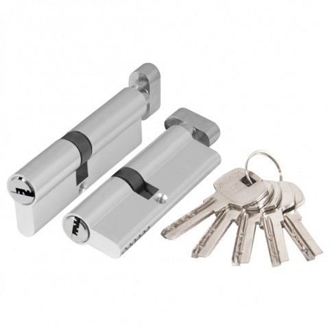 Цилиндровый Ajax (Аякс) механизм (AX202/70) AX2002Knob70 (30+10+30) CP хром с вертушкой фото 1