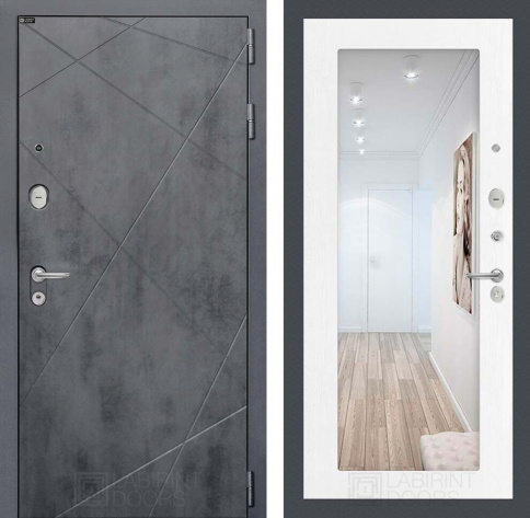 Входная дверь LOFT с Зеркалом 18 - Белое дерево фото 1