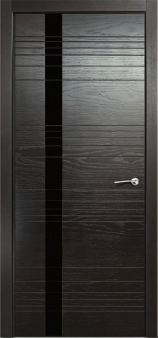 Межкомнатная дверь V-IV Стекло "Лакобель черное" Гриджио фото 1